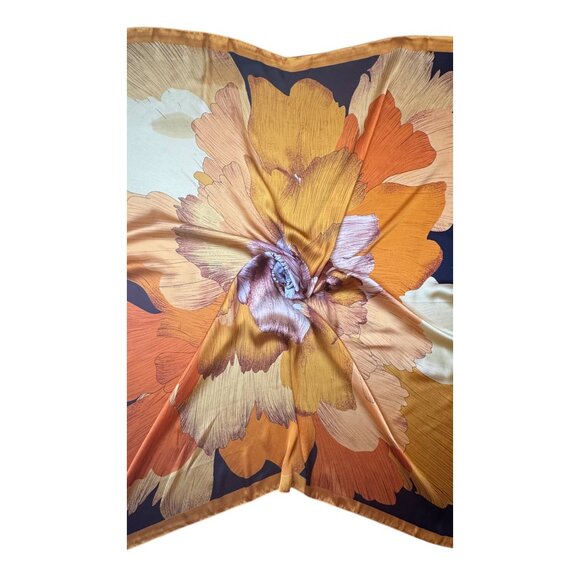 NEW Multicolor Bold Colorful Floral Pink Flower Printed 100% Silk Fashion Scarf - Picture 2 of 7